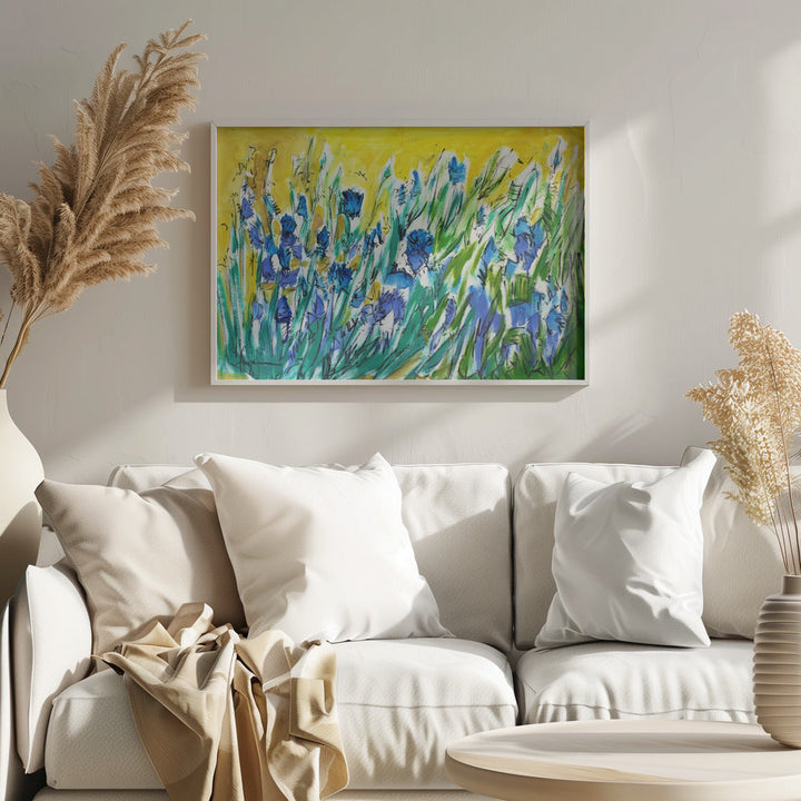 Burst of Blue Blooms - Stretched Canvas, Poster or Fine Art Print I Heart Wall Art