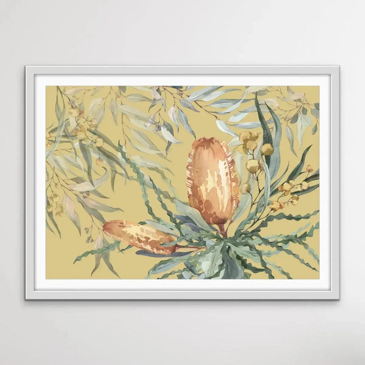 Bush Banksia - Australian Native Flower Original Artwork Canvas or Art Print - I Heart Wall Art - Poster Print, Canvas Print or Framed Art Print