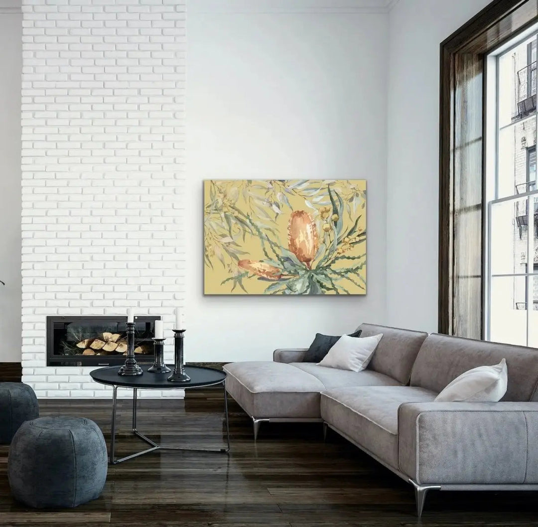 Bush Banksia - Australian Native Flower Original Artwork Canvas or Art Print - I Heart Wall Art - Poster Print, Canvas Print or Framed Art Print