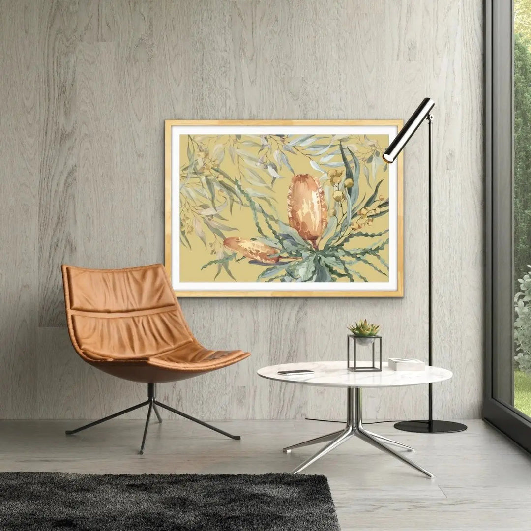 Bush Banksia - Australian Native Flower Original Artwork Canvas or Art Print - I Heart Wall Art - Poster Print, Canvas Print or Framed Art Print