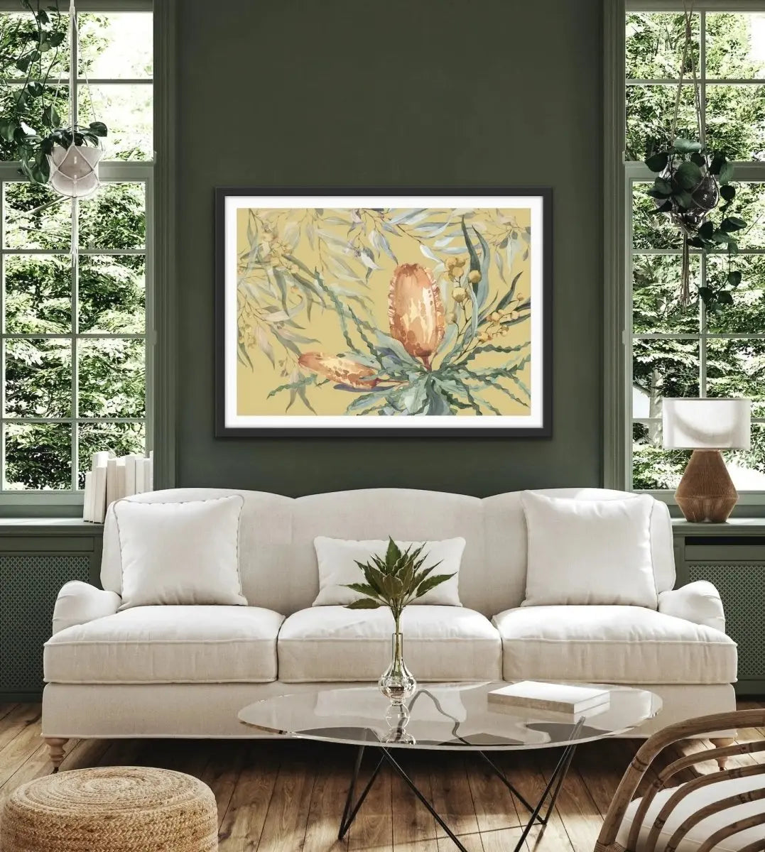 Bush Banksia - Australian Native Flower Original Artwork Canvas or Art Print - I Heart Wall Art - Poster Print, Canvas Print or Framed Art Print