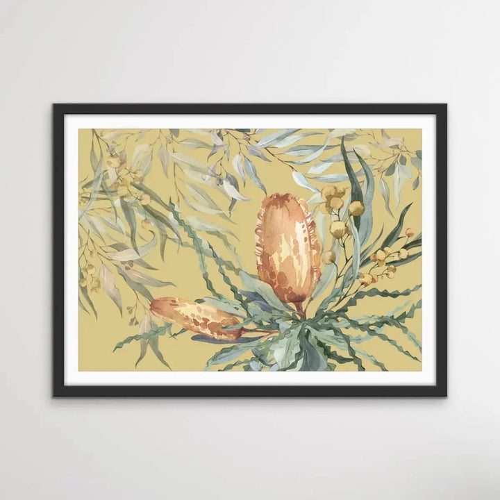 Bush Banksia - Australian Native Flower Original Artwork Canvas or Art Print - I Heart Wall Art - Poster Print, Canvas Print or Framed Art Print