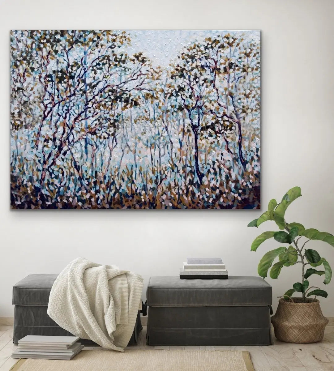 Bush Song - Original Abstract Australian Bush Nature Painting Stretched Canvas Wall Art Print - Nature Wall Art - I Heart Wall Art - Poster Print, Canvas Print or Framed Art Print