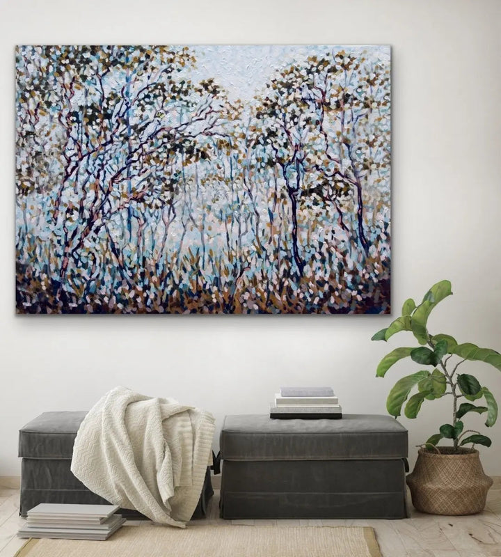 Bush Song - Original Abstract Australian Bush Nature Painting Stretched Canvas Wall Art Print - Nature Wall Art - I Heart Wall Art - Poster Print, Canvas Print or Framed Art Print