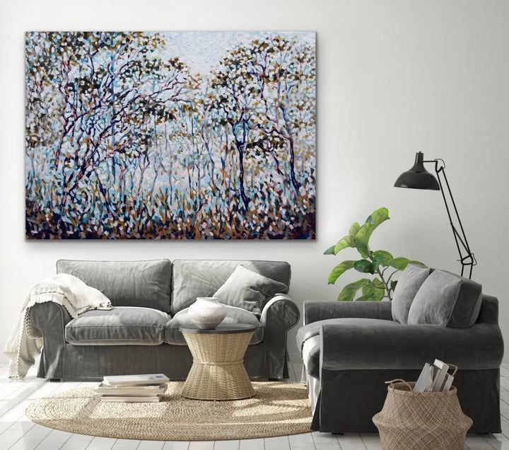 Bush Song - Original Abstract Australian Bush Nature Painting Stretched Canvas Wall Art Print - Nature Wall Art - I Heart Wall Art - Poster Print, Canvas Print or Framed Art Print