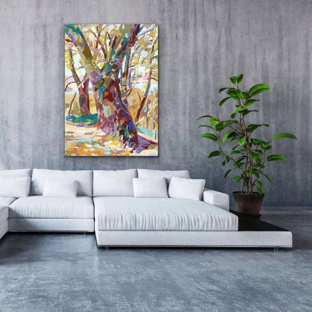 Bush Walk - Original Abstract Australian Bush Nature Painting Stretched Canvas Wall Art Print - Nature Wall Art - I Heart Wall Art - Poster Print, Canvas Print or Framed Art Print
