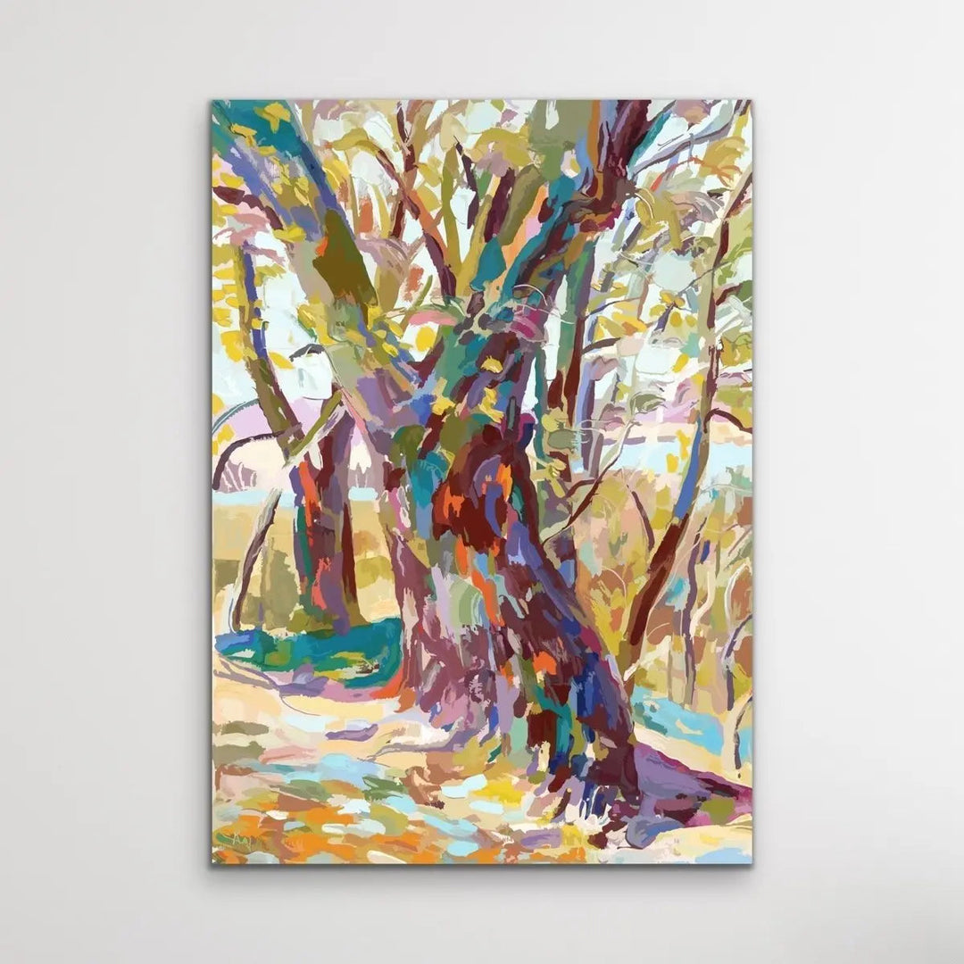 Bush Walk - Original Abstract Australian Bush Nature Painting Stretched Canvas Wall Art Print - Nature Wall Art - I Heart Wall Art - Poster Print, Canvas Print or Framed Art Print