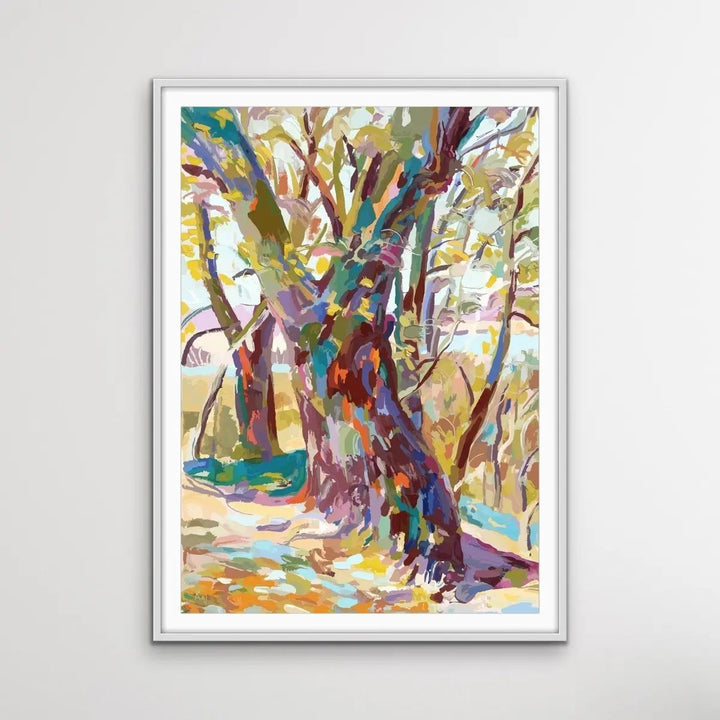 Bush Walk - Original Abstract Australian Bush Nature Painting Stretched Canvas Wall Art Print - Nature Wall Art - I Heart Wall Art - Poster Print, Canvas Print or Framed Art Print