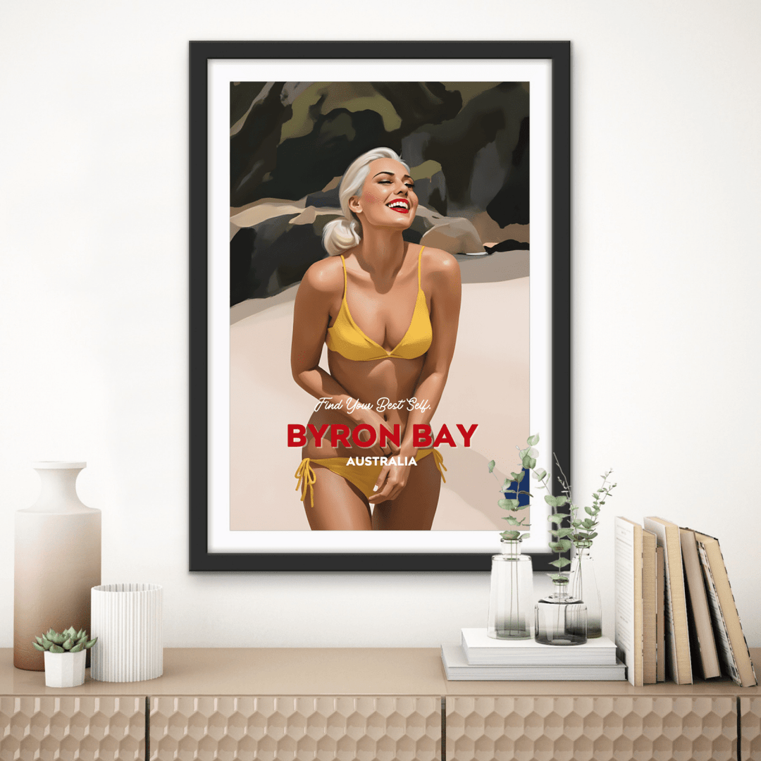 Byron Bay Find Your Best Self - Travel Print on Paper Or Canvas - I Heart Wall Art - Poster Print, Canvas Print or Framed Art Print