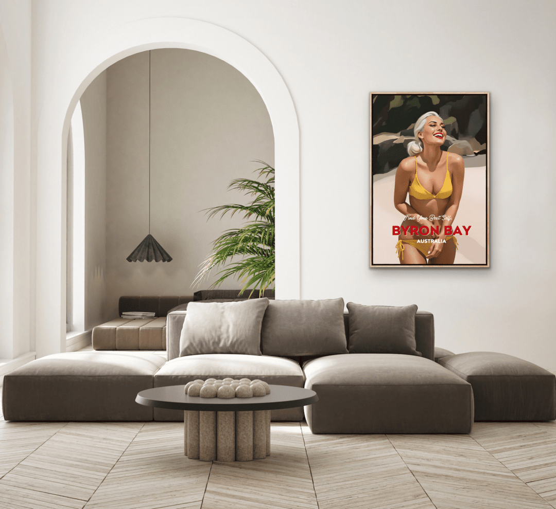 Byron Bay Find Your Best Self - Travel Print on Paper Or Canvas - I Heart Wall Art - Poster Print, Canvas Print or Framed Art Print
