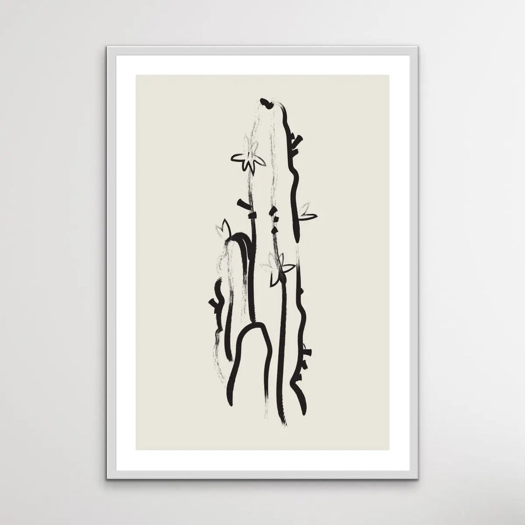 Cactus Line Drawing -  Minimalist Black and White Cactus Line Classic Art Print - I Heart Wall Art