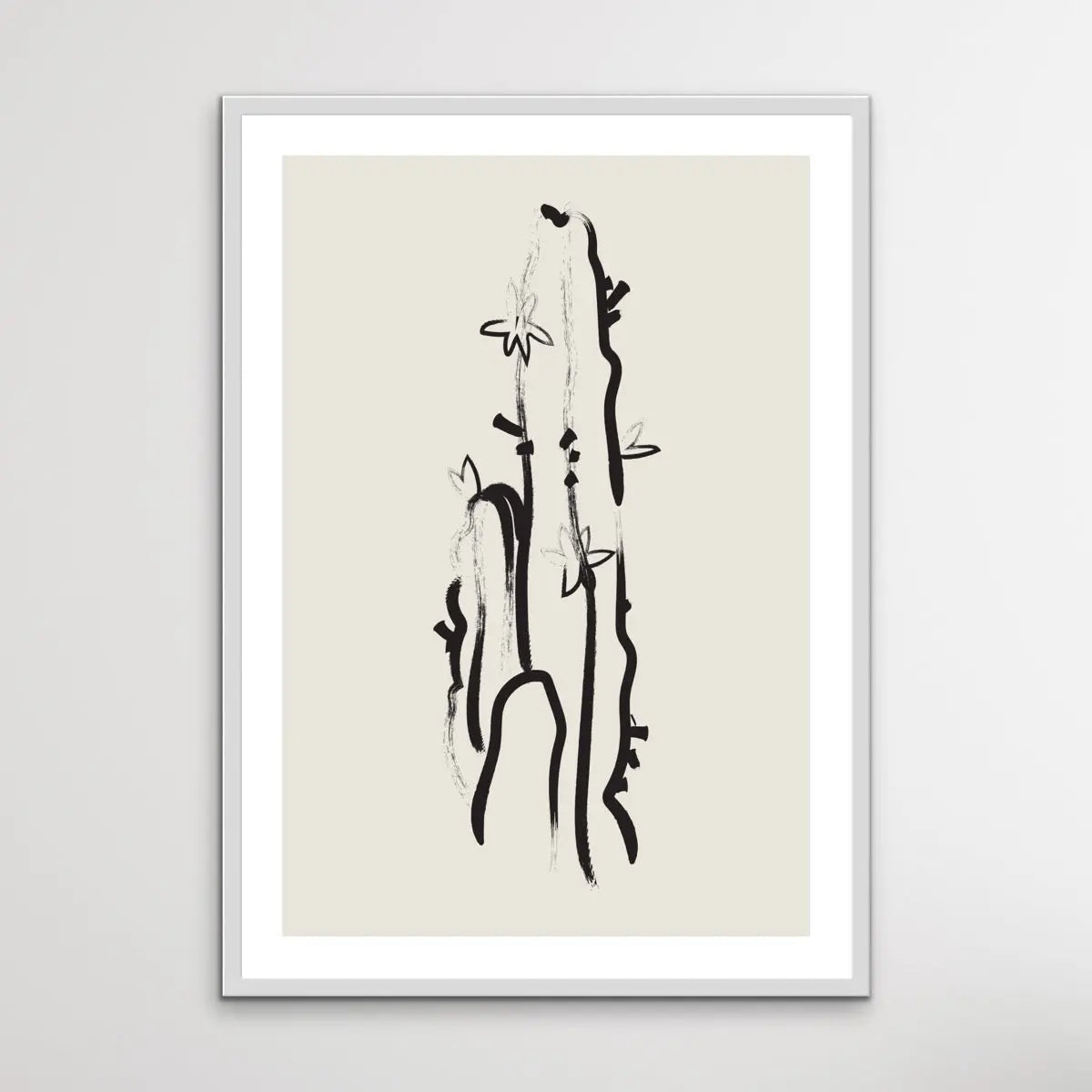 Cactus Line Drawing -  Minimalist Black and White Cactus Line Classic Art Print - I Heart Wall Art