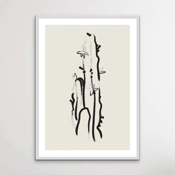 Cactus Line Drawing -  Minimalist Black and White Cactus Line Classic Art Print - I Heart Wall Art