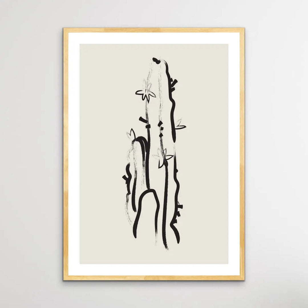Cactus Line Drawing -  Minimalist Black and White Cactus Line Classic Art Print - I Heart Wall Art