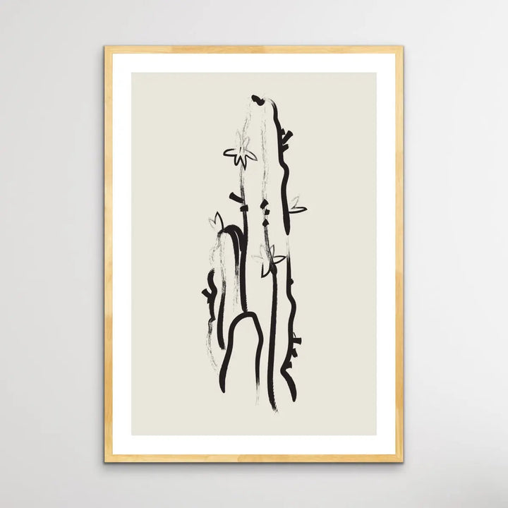 Cactus Line Drawing -  Minimalist Black and White Cactus Line Classic Art Print - I Heart Wall Art
