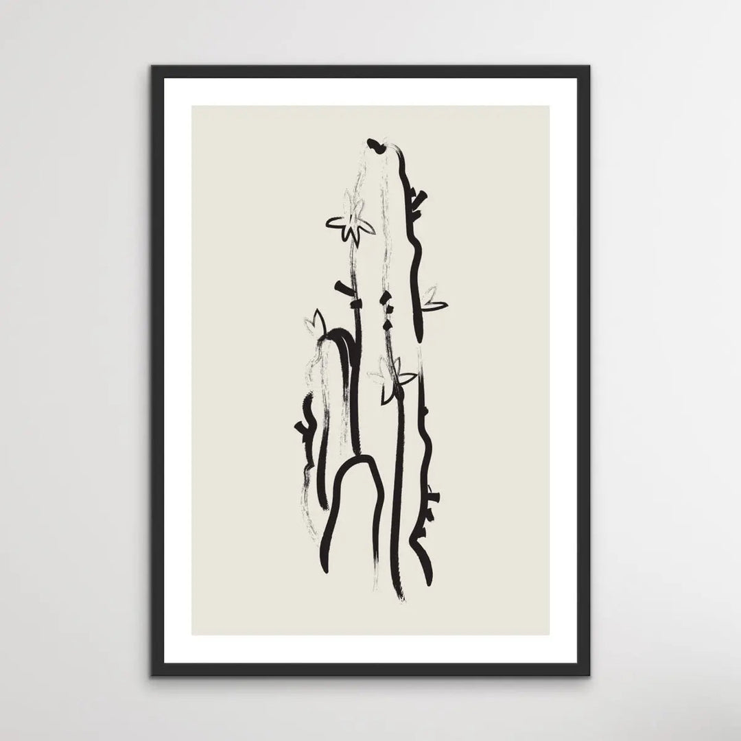 Cactus Line Drawing -  Minimalist Black and White Cactus Line Classic Art Print - I Heart Wall Art