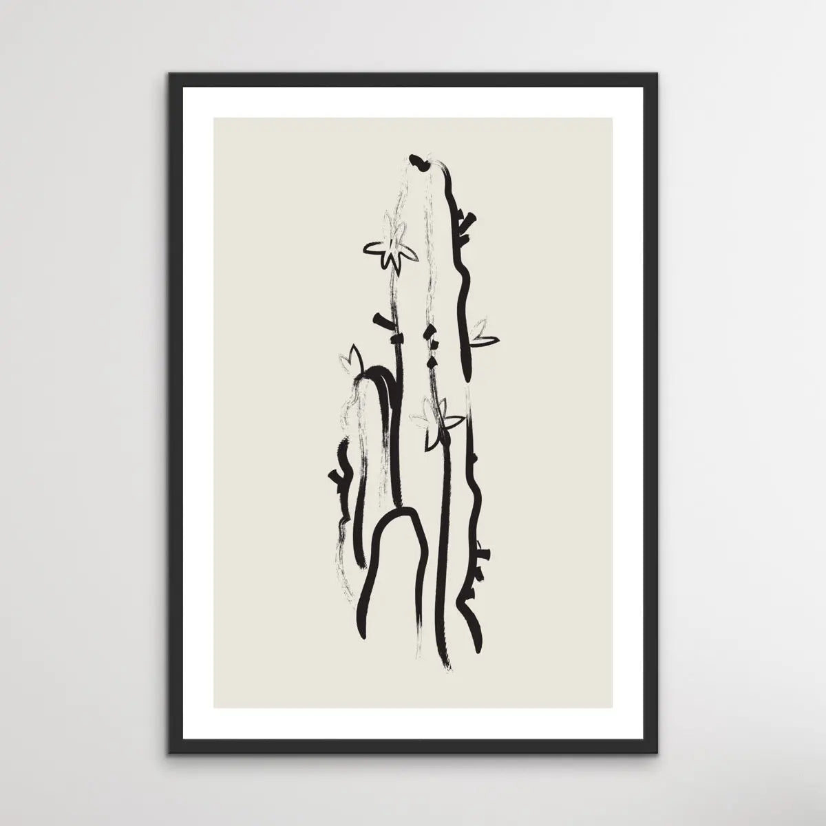 Cactus Line Drawing -  Minimalist Black and White Cactus Line Classic Art Print - I Heart Wall Art