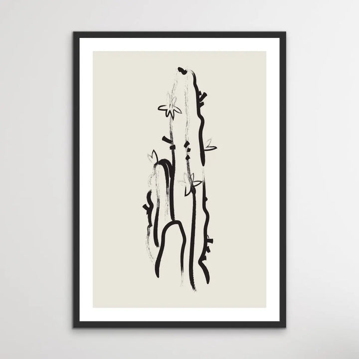 Cactus Line Drawing -  Minimalist Black and White Cactus Line Classic Art Print - I Heart Wall Art