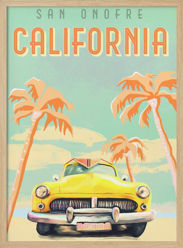 Cali Poster Aqua - Stretched Canvas, Poster or Fine Art Print I Heart Wall Art