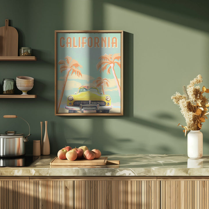 Cali Poster Aqua - Stretched Canvas, Poster or Fine Art Print I Heart Wall Art