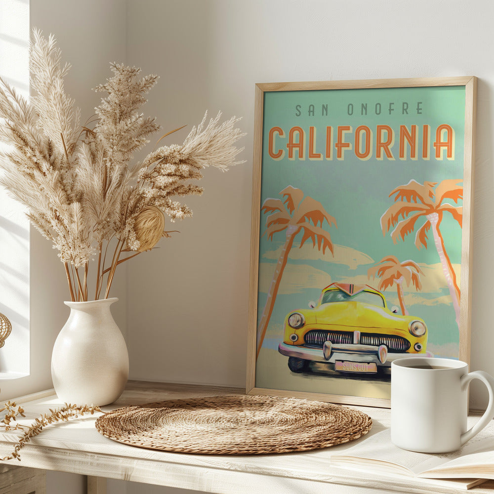 Cali Poster Aqua - Stretched Canvas, Poster or Fine Art Print I Heart Wall Art