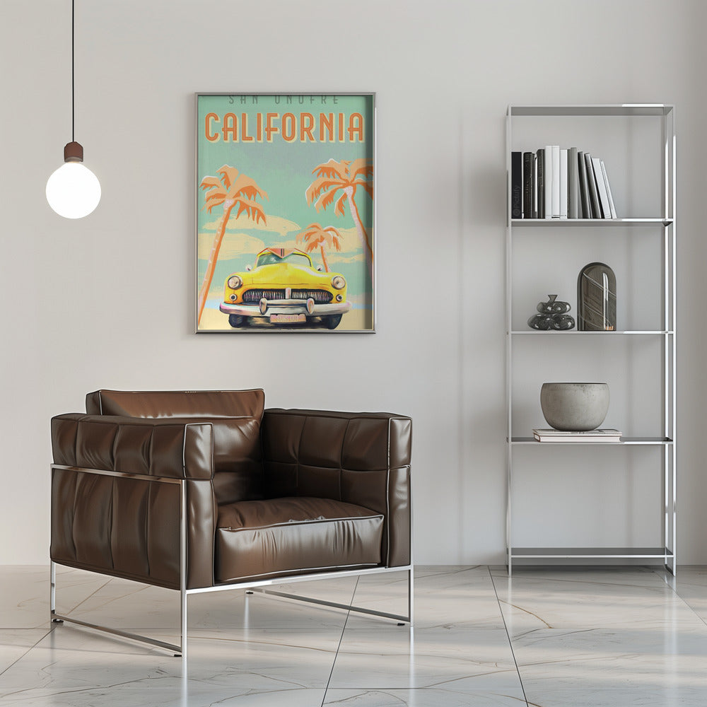Cali Poster Aqua - Stretched Canvas, Poster or Fine Art Print I Heart Wall Art