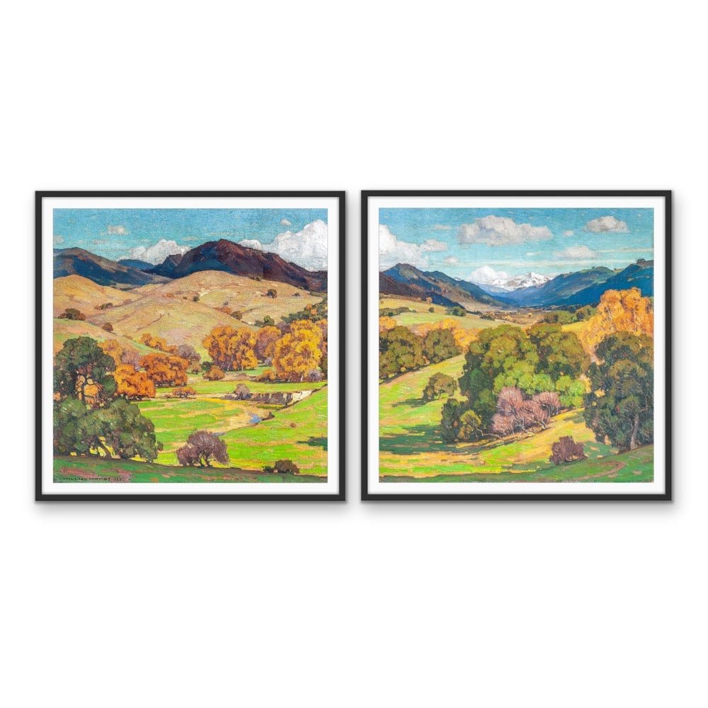 California Landscape by William Wendt - Two Piece Square Landscape Painting Set - I Heart Wall Art - Poster Print, Canvas Print or Framed Art Print