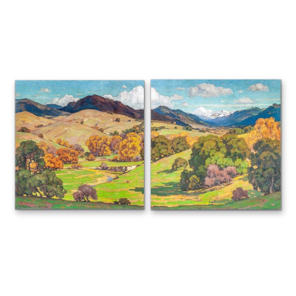 California Landscape by William Wendt - Two Piece Square Landscape Painting Set - I Heart Wall Art - Poster Print, Canvas Print or Framed Art Print