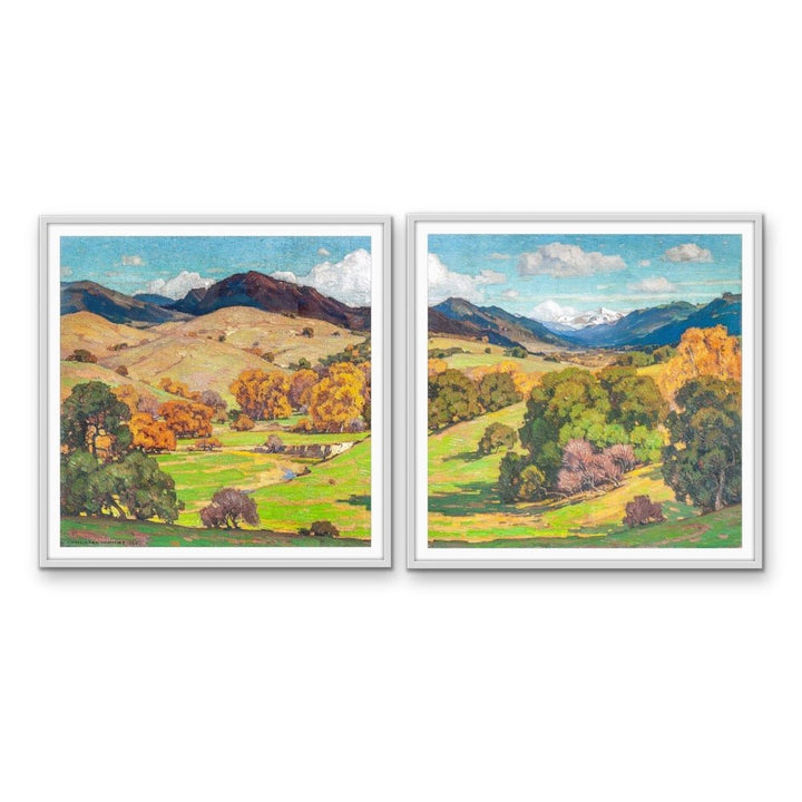 California Landscape by William Wendt - Two Piece Square Landscape Painting Set - I Heart Wall Art - Poster Print, Canvas Print or Framed Art Print