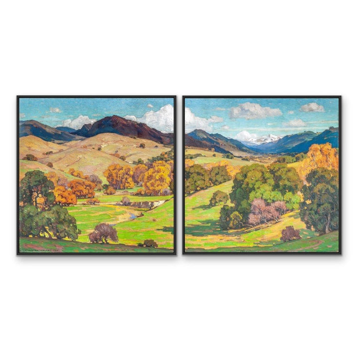 California Landscape by William Wendt - Two Piece Square Landscape Painting Set - I Heart Wall Art - Poster Print, Canvas Print or Framed Art Print