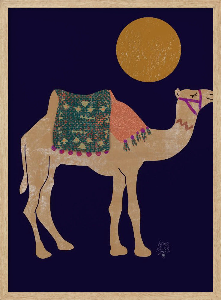Camel and Moon   Erum Khalili.png - Stretched Canvas, Poster or Fine Art Print I Heart Wall Art
