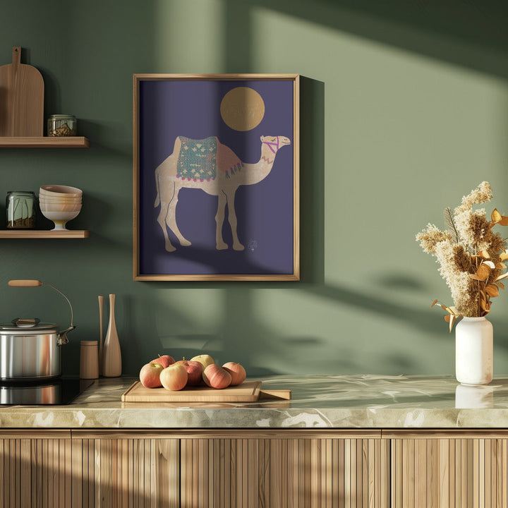 Camel and Moon   Erum Khalili.png - Stretched Canvas, Poster or Fine Art Print I Heart Wall Art