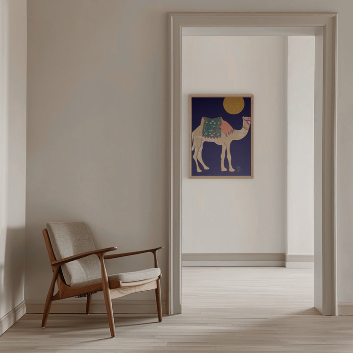 Camel and Moon   Erum Khalili.png - Stretched Canvas, Poster or Fine Art Print I Heart Wall Art