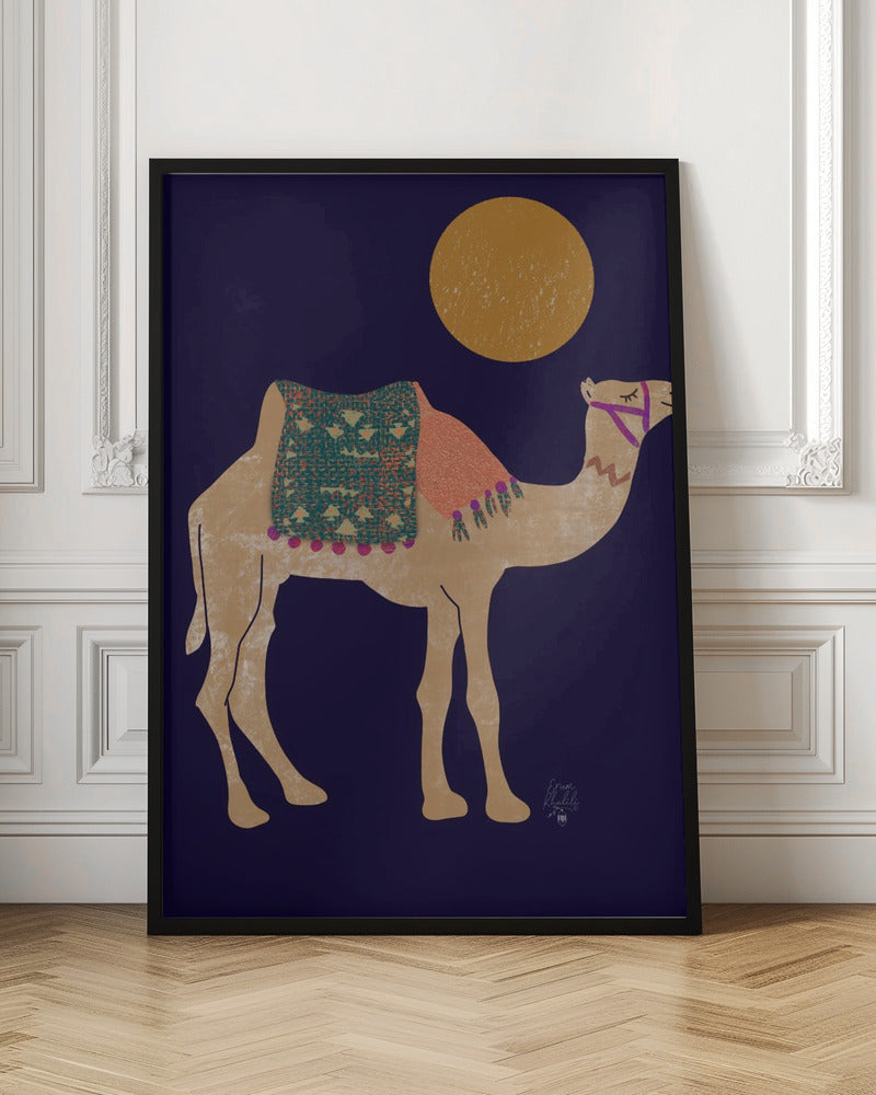 Camel and Moon   Erum Khalili.png - Stretched Canvas, Poster or Fine Art Print I Heart Wall Art