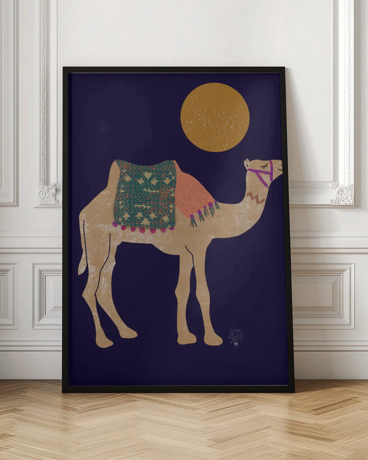 Camel and Moon   Erum Khalili.png - Stretched Canvas, Poster or Fine Art Print I Heart Wall Art