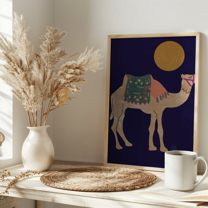 Camel and Moon   Erum Khalili.png - Stretched Canvas, Poster or Fine Art Print I Heart Wall Art
