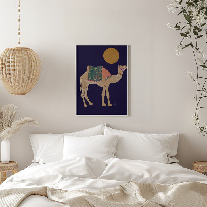 Camel and Moon   Erum Khalili.png - Stretched Canvas, Poster or Fine Art Print I Heart Wall Art