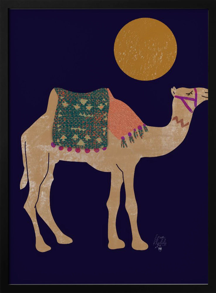 Camel and Moon   Erum Khalili.png - Stretched Canvas, Poster or Fine Art Print I Heart Wall Art