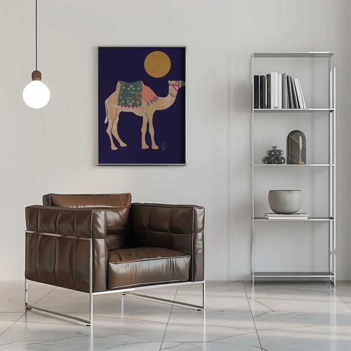 Camel and Moon   Erum Khalili.png - Stretched Canvas, Poster or Fine Art Print I Heart Wall Art