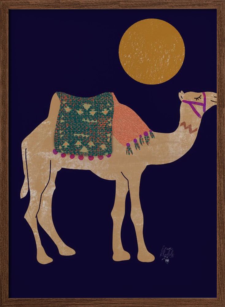 Camel and Moon   Erum Khalili.png - Stretched Canvas, Poster or Fine Art Print I Heart Wall Art