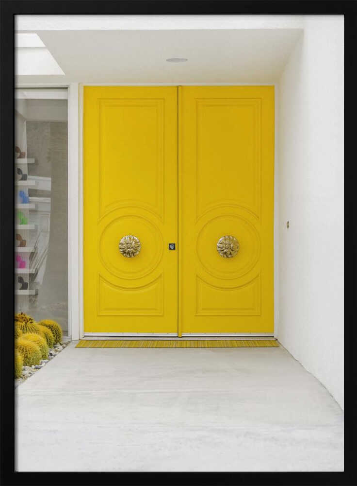 Canary Yellow Doors on a Mid - Century Modern - Stretched Canvas, Poster or Fine Art Print - I Heart Wall Art - Poster Print, Canvas Print or Framed Art Print