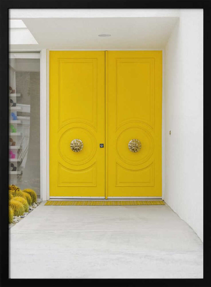 Canary Yellow Doors on a Mid - Century Modern - Stretched Canvas, Poster or Fine Art Print - I Heart Wall Art - Poster Print, Canvas Print or Framed Art Print