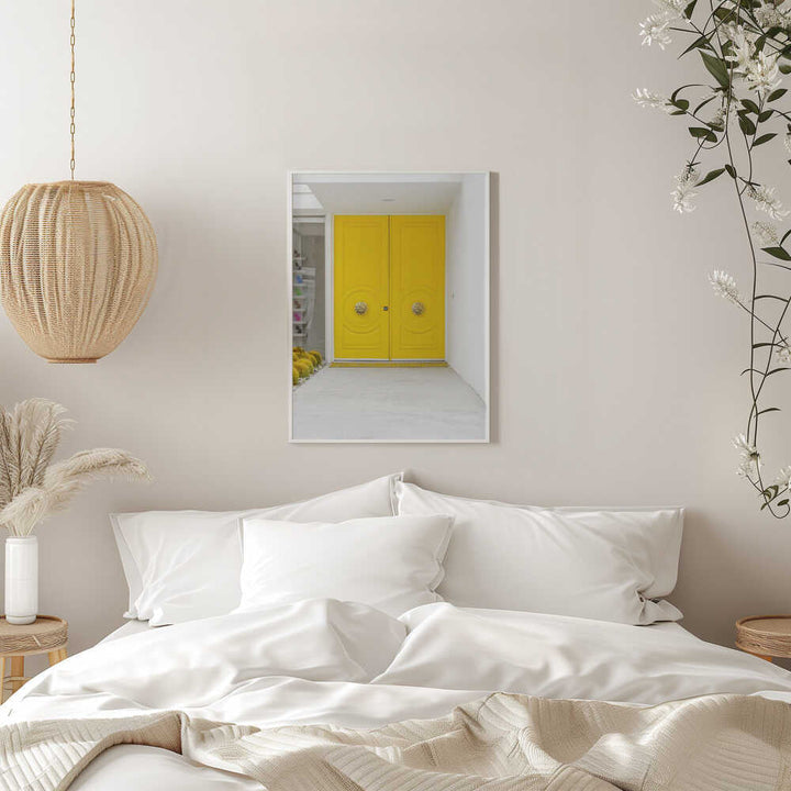 Canary Yellow Doors on a Mid - Century Modern - Stretched Canvas, Poster or Fine Art Print - I Heart Wall Art - Poster Print, Canvas Print or Framed Art Print