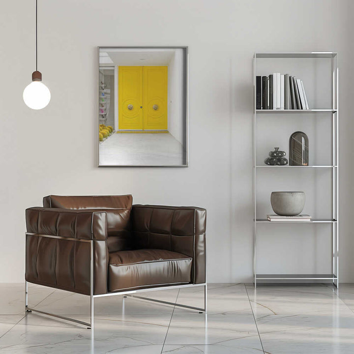 Canary Yellow Doors on a Mid - Century Modern - Stretched Canvas, Poster or Fine Art Print - I Heart Wall Art - Poster Print, Canvas Print or Framed Art Print