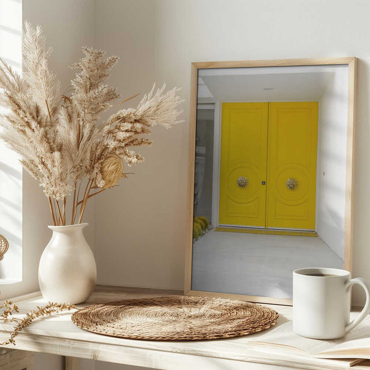 Canary Yellow Doors on a Mid - Century Modern - Stretched Canvas, Poster or Fine Art Print - I Heart Wall Art - Poster Print, Canvas Print or Framed Art Print