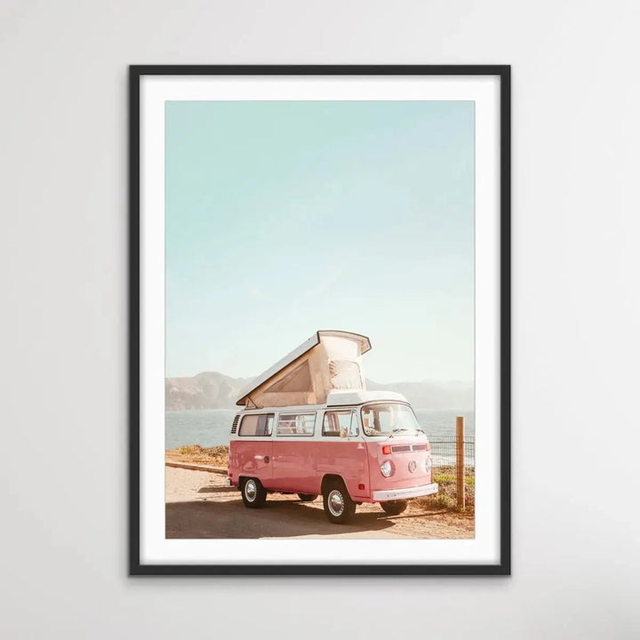 Candy Kombi - Vintage Style Print of Kombi Parked By The Beach - I Heart Wall Art