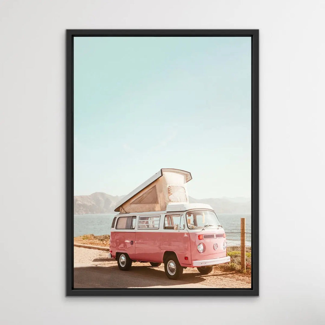 Candy Kombi - Vintage Style Print of Kombi Parked By The Beach - I Heart Wall Art