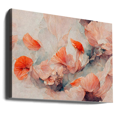 Wild Coral Flowers - Stretched Canvas, Poster or Fine Art Print I Heart Wall Art