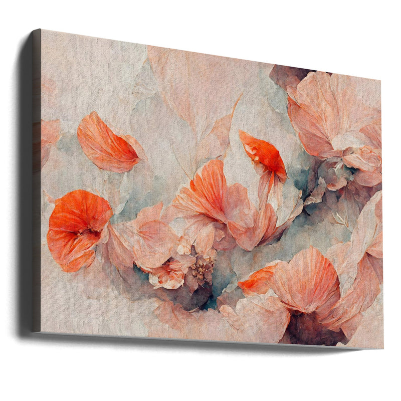 Wild Coral Flowers - Stretched Canvas, Poster or Fine Art Print I Heart Wall Art