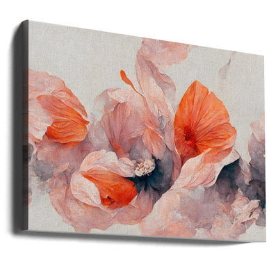 Salmon Flowers - Stretched Canvas, Poster or Fine Art Print I Heart Wall Art